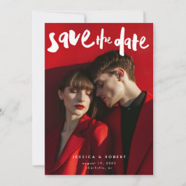 Bold Edgy Modern Brush Script Foto Wedding Save The Date
