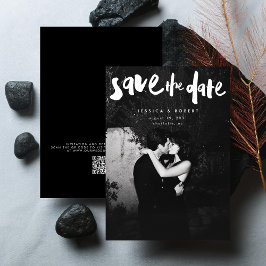 Bold Edgy Modern Brush Script Foto Wedding Save The Date