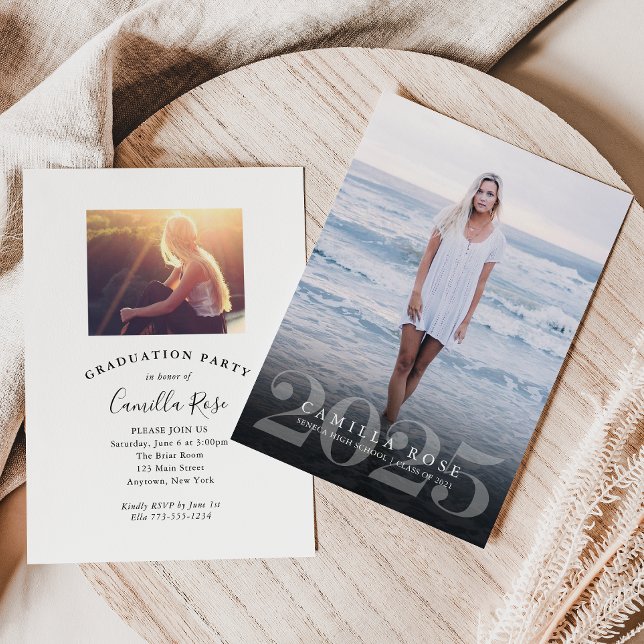 Bold Elegance 2025 Abschluss Foto Einladung (Bold Elegance 2025 Graduation Photo Invitation)