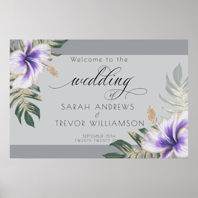 Bold Elegant Amethyst Lila Floral Poster (Vorne)