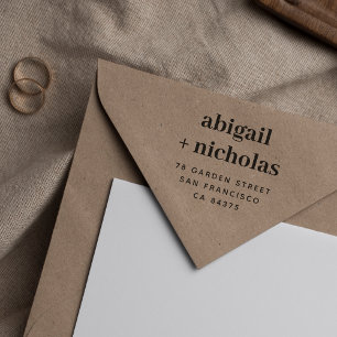 Bold Elegant Couple's Names Wedding Rücksendeadres Gummistempel