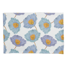 Bold Elegant Floral Watercolor Blue Poppies Kissenbezug