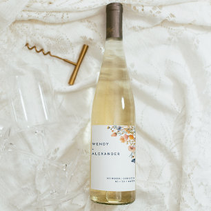 Bold Elegant Floral Wedding Weinetikett