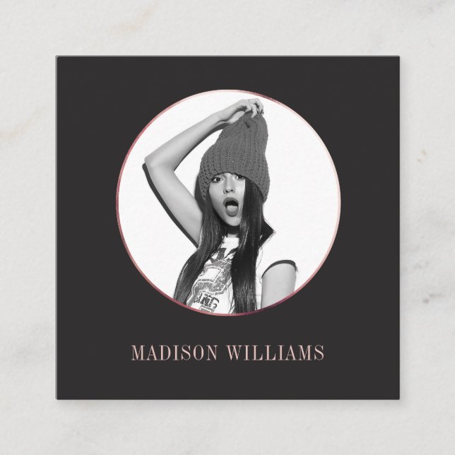 Bold elegante Rose Gold Foto Einzigartige Social M Telefonnummerkarte (Vorderseite)