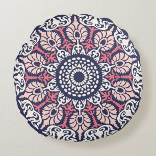 Bold Ethnic Modern Mandala boho chic Indian Yoga Rundes Kissen