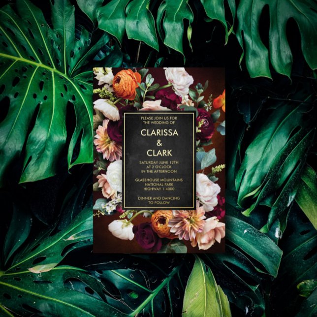 Bold Eucalyptus Wild Flower Orange Wedding Foil In Folieneinladung (Von Creator hochgeladen)