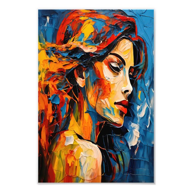 Bold Expressionist Female Portrait Abstrakt Art Fotodruck (Vorne)