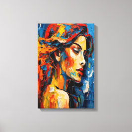 Bold Expressionist Female Portrait Abstrakt Art Leinwanddruck