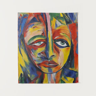 Bold Expressionist Portrait Emotional Abstrakt Art Wandteppich