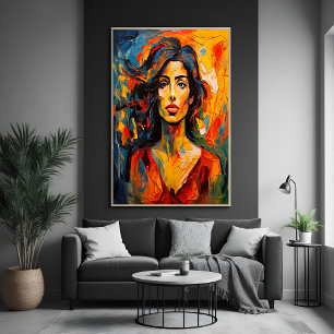 Bold Expressionist Woman Abstrakt Portrait Art Poster