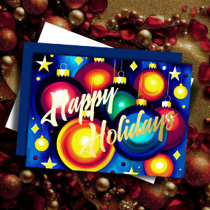 BOLD farbenfrohe gestrichene Ornamente Retro Vibe Folien Feiertagskarte