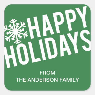 BOLD FERIEN HOLIDAY GIFT TAGS QUADRATISCHER AUFKLEBER