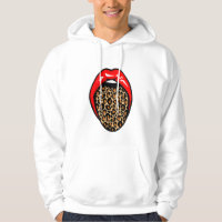 🔥 Bold & Fierce: Leopard Tongue Lips Hoodie 🖤