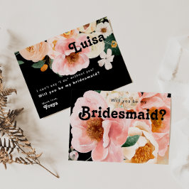 Bold Floral Black Bridesmaid Vorschlagskarte Einladung
