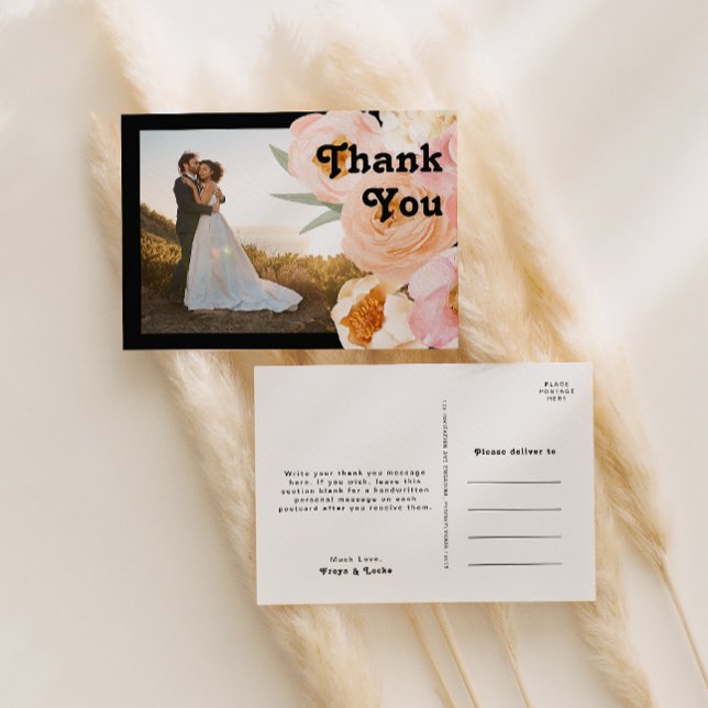 Bold Floral Black | Foto Vielen Dank, Postcard Postkarte (Von Creator hochgeladen)