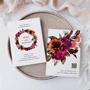 Bold Floral   Farblich und elegant mit QR-Code Save The Date