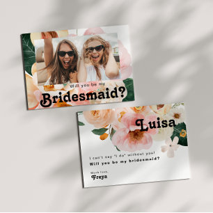 Bold Floral   Foto Bridesmaid Vorschlagskarte Einladung
