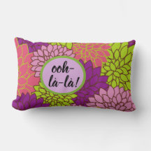 Bold Floral Ooh-la-la-Lumbar Pillow Pink Ppl Green