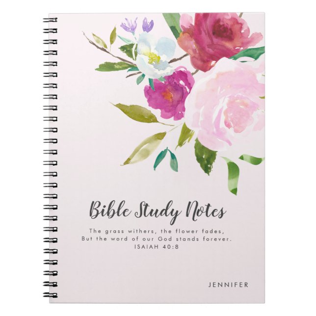 Bold Floral Personalisiert Bible Studies Notebook Notizblock (Vorderseite)