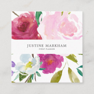 Bold Floral Square Business Card Quadratische Visitenkarte