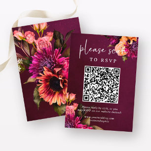 Bold Floral Wedding   UAWG mit QR-Code Begleitkarte