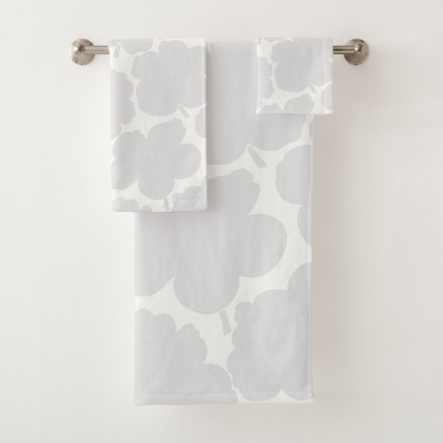 Bold Florals Monochrome Natural Gray Badhandtuch Set (Insitu)