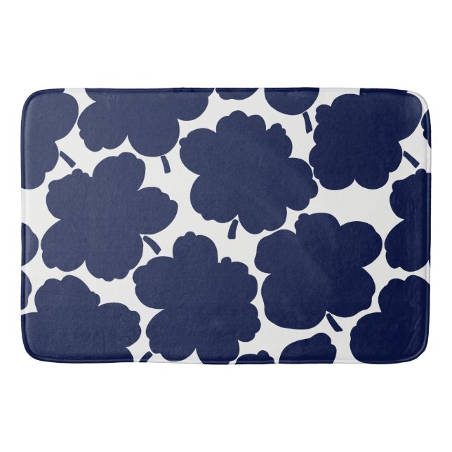 Bold Florals Monochrome Navy Badematte (Vorderseite)