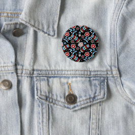 Bold Folk Floral Pattern Button