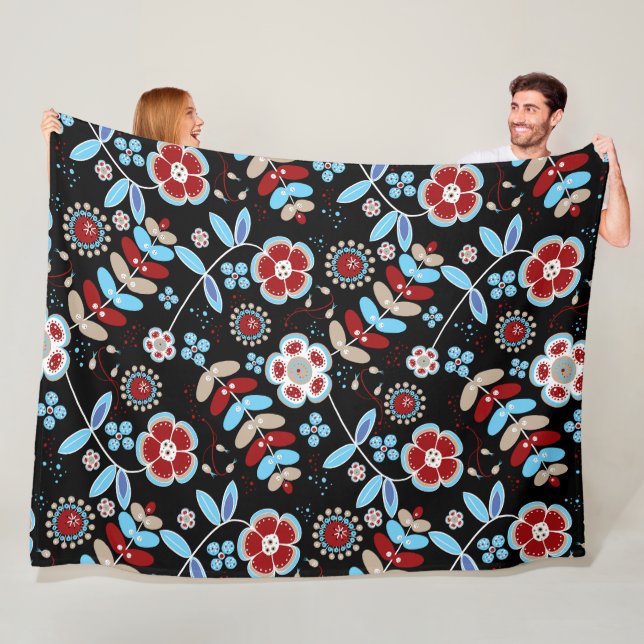 Bold Folk Floral Pattern Fleecedecke (Beispiel)