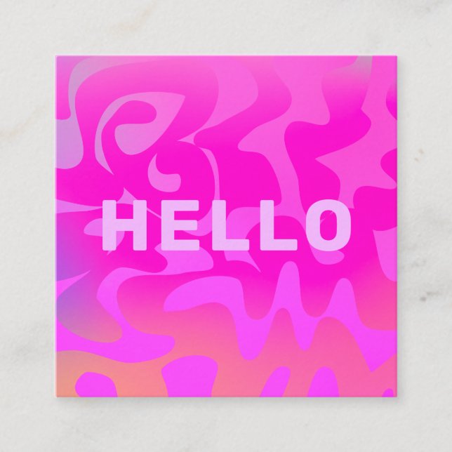 Bold Font Groovy Hello Hot Pink Bright Quadratische Visitenkarte (Vorderseite)