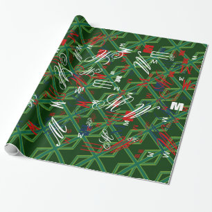 Bold Forest Green Union Jack Geschenkpapier