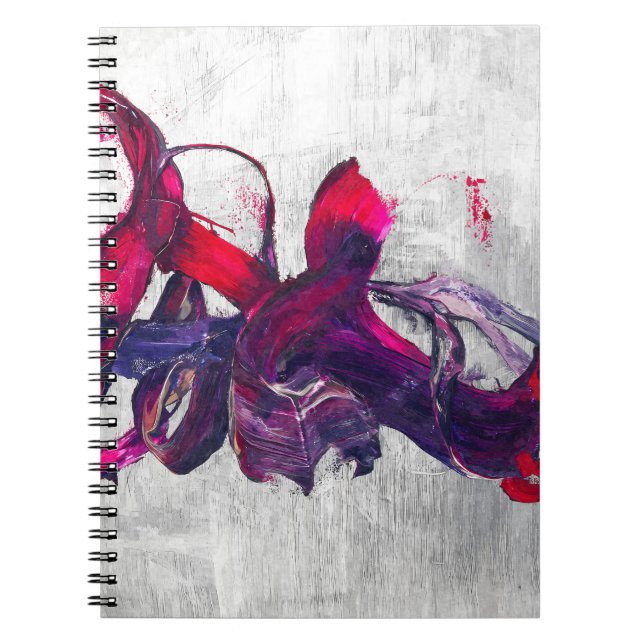 Bold Fuchsia Lila Silber Brush Abstrakt Notizblock (Vorderseite)