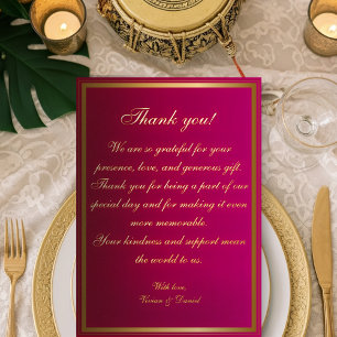 Bold Fuchsia und Gold Wedding Dankeschön Card Folieneinladung