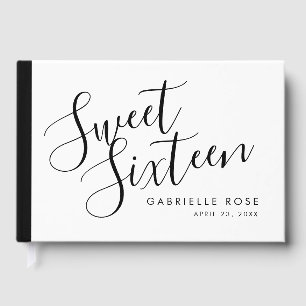 Bold Fun Minimalist Black Stripe Sweet 16 Gästebuch