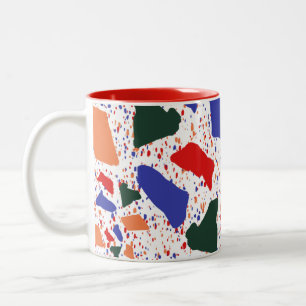 Bold Fun Terrazzo Fraktal Splash Art Zweifarbige Tasse