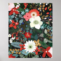 Bold Funky Colorful Floral Dark Chic Vintag Art