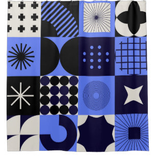 Bold Geometric Bauhaus Retrofuturistische Muster Duschvorhang