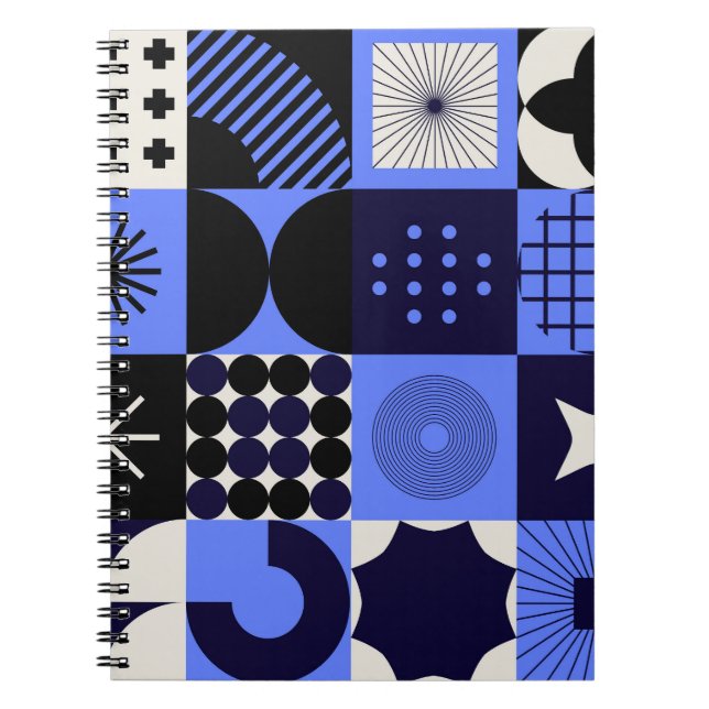 Bold Geometric Bauhaus Retrofuturistische Muster Notizblock (Vorderseite)