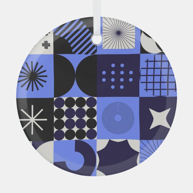 Bold Geometric Bauhaus Retrofuturistische Muster Ornament Aus Glas (Vorderseite)
