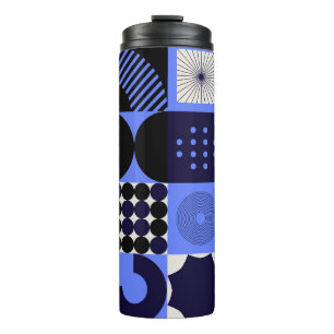 Bold Geometric Bauhaus Retrofuturistische Muster Thermosbecher