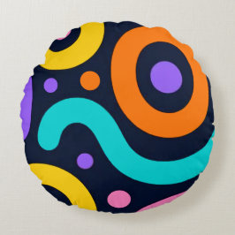 Bold Geometric Circles Round Pillow Rundes Kissen