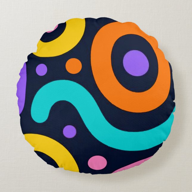 Bold Geometric Circles Round Pillow Rundes Kissen (Vorderseite)