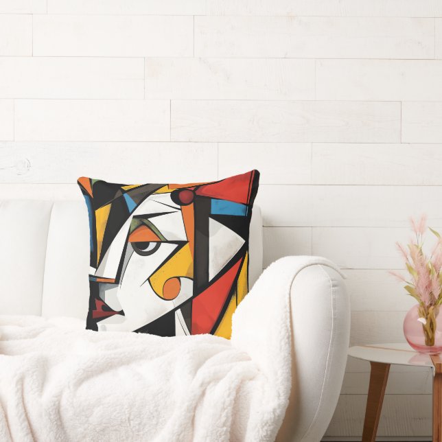 Bold Geometric Cubist Abstract Design Kissen (Liege)