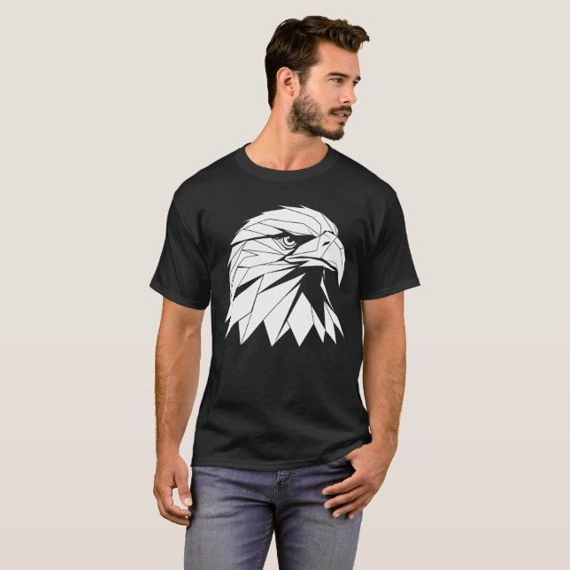 Bold Geometric Eagle Profile Art T-Shirt (Vorne ganz)