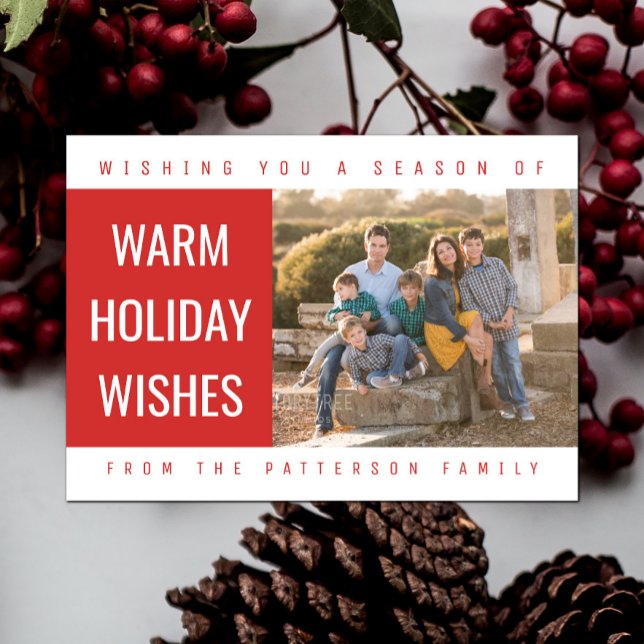 Bold Geometric Holiday Foto Card | Feiertagskarte (Red Bold Geometric Holiday Photo Card)