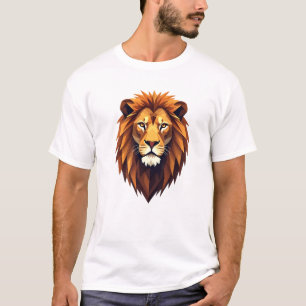 Bold Geometric Lion Head Art T-Shirt