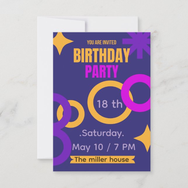 Bold Geometric Neon 18th Birthday Party Invitation Dankeskarte (Vorderseite)