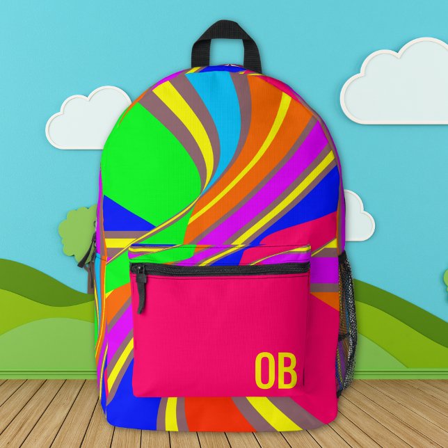 Bold Geometric Stripe Pattern Custom Monogram Bedruckter Rucksack (Von Creator hochgeladen)