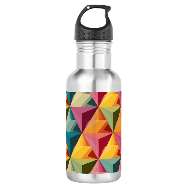 Bold Geometric Triangle Pattern  Edelstahlflasche (Vorderseite)