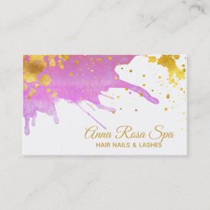 *~* Bold Glam Abstrakt Pink Watercolor Gold Luxe Visitenkarte